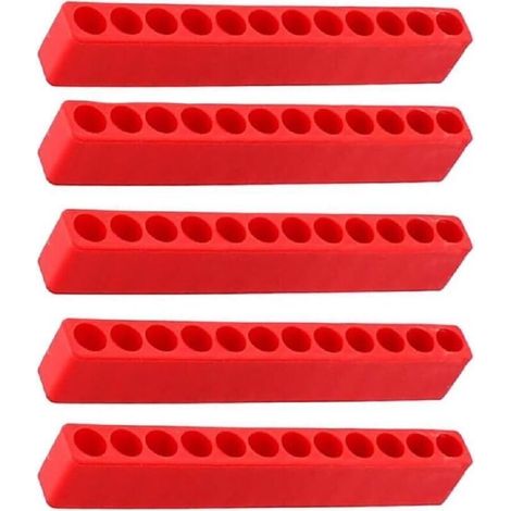 Porte Embout Visseuse, 5 Pièces Bande de Rangement pour Embouts, 12 Trous Porte-Embouts Hexagonaux, pour Tournevis, Perceuse (1/5)