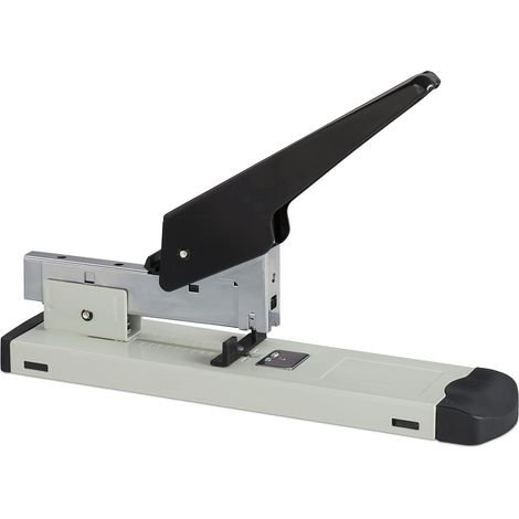 Agrafeuse professionnelle, capacité d'agrafage de 100 feuilles, 24 agrafes pour 6 agrafes, profondeur d'insertion jusqu'à 70 mm, grande agrafeuse de bureau, grise (1/5)