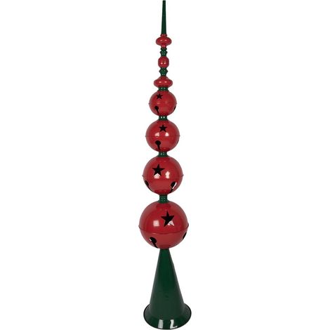 Statue de Décoration de Noël Colonne Festive en Métal Rouge et Vert - 31 x 193 cm - PANGIVO (1/4)
