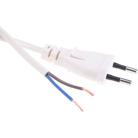 Câble d'alimentation, Blanc, Connecteur Sans bornes vers CEE 7 / 16, Europlug, 250 V / 2,5 A, 2m ( Prix pour 1 )