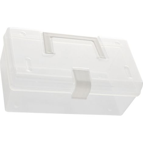 Caisse de stockage plastique transparente à anse transportable polyvalente boîte de transport pour en-cas jouets papeterie (1/4)