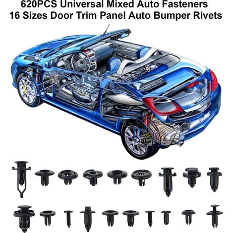 Fermoir de voiture en boîte en plastique à trois couches, attaches automobiles universelles mixtes, 16 tailles, panneau de garniture de porte, Rivets de pare-chocs, Clips de retenue, garde-boue, acces (1/5)