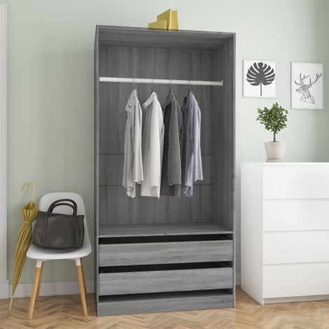 Garde-robe Armoire de Rangement Armoire de vêtements Penderie Sonoma gris 100x50x200 cm Bois d'ingénierie VXN5992 (1/5)