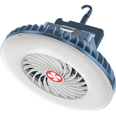 Lámpara LED para camping, Recargable por USB, Portátil, Combinación de luz y ventilador, Azul, 16,8 x 11,8 cm, 1 unidad (1/5)
