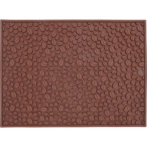 Tapis de bar anti-dérapant design grains de café, en PVC brun pour filtration et écoulement d'eau (1/5)
