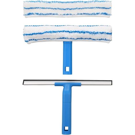 Limpiacristales profesional (30 cm), limpiador de ventanas con rasqueta de silicona y cepillo de microfibra, kit de limpieza de ventanas para baño, ducha, coche y ventanas. (1/5)