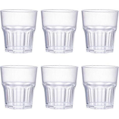 Lot de 6 gobelets à whisky en acrylique incassables, verres à vin et chopes à bière-5.00X4.50X4.50CM-Transparent