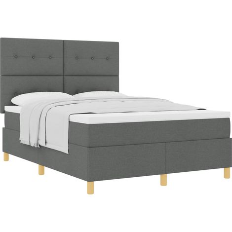 Maison Exclusive - Letto a molle con materasso Grigio scuro 140 x 190 cm Tessuto