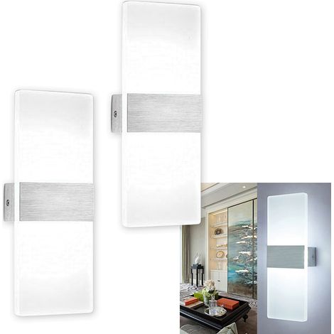 Randaco LED Wandleuchte 2X Eckig Badlampe Wandlampe Innen Wandbeleuchtung Flurlampe Außen 12W Weiß