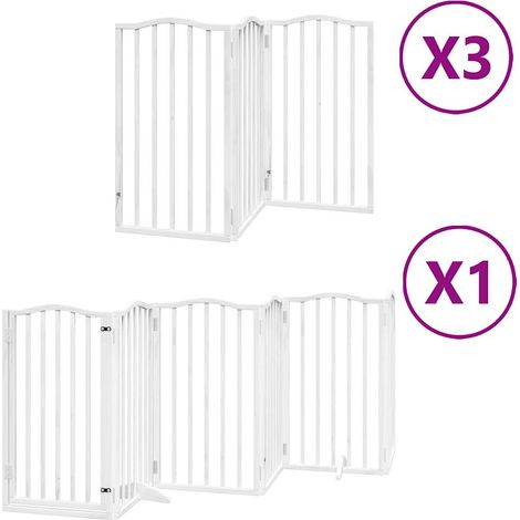 Barrière de sécurité pour chien animaux de compagnie porte pliable 15 panneaux bois de peuplier blanc (1/5)