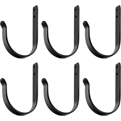 de 6 crochets muraux en métal noir pour cuisine salle de (1/5)