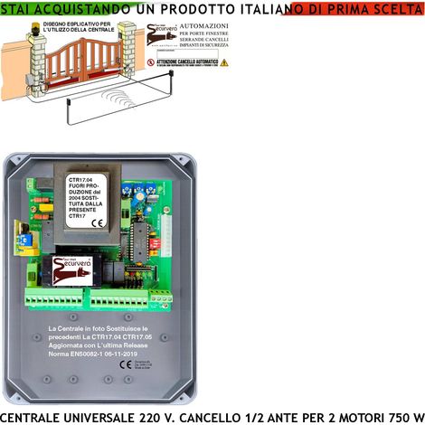 CTR17 CENTRALINA CANCELLO 220 V ANTE BATTENTI NUOVA PM8000 SELEZIONE FUNZIONE REGOLAZIONI TEMPI PAUSA E FORZA CON 3 TRIMMER (1/5)