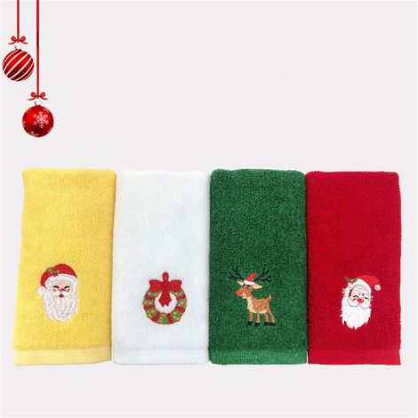 Set mit 6 weihnachtlichen Küchentüchern aus Baumwolle, saugfähige Tücher für Bar und Haushalt. (1/5)