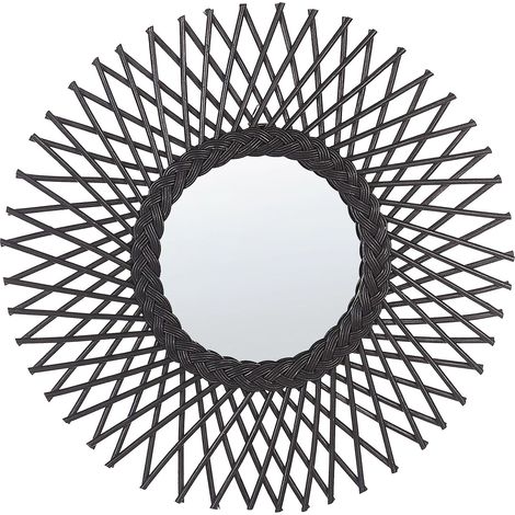 Wandspiegel TAGOLU 60 cm 60 cm Rattan Schwarz (1/5)