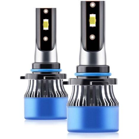 BUNTHAUS 2 pièces IP68 étanche voiture phares LED ampoules LED lampe de conduite tout-en-un Kit de conversion 50W 9005/HB3/H10/9006/HB4/H1/H8/H9/H11/H4/HB2/9003/H7 bleu support d'ampoule-9005