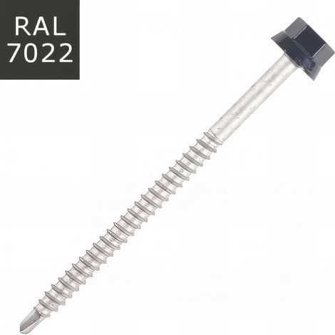 Vis bac acier SCELL-IT sommet nervuré Support bois - Ø6.3 x 75 mm - TH12 - Gris terre d'ombre RAL7022 - Sachet de 100 - ZTW-63075-7022 (1/5)