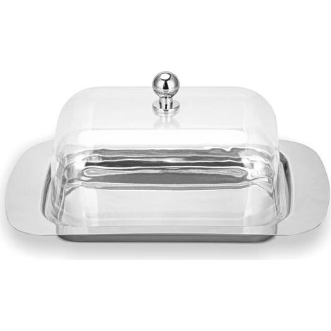 Lot de 2 Beurriers en Acier Inoxydable avec Couvercle Transparent Polycarbonate, Boîte à Beurre et Fromage Style Européen, Multi-usages pour Pain et Pâtisserie (1/5)