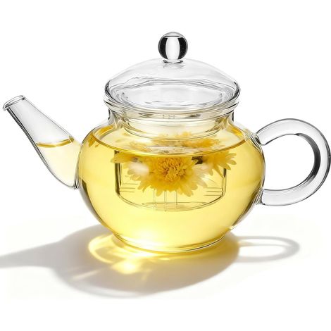 Théière En Verre Résistante À La Chaleur Avec Infuseur Amovible Théière Transparente Pour Thé Aux Fleurs Thé Aux Fruits Kung Fu Maison Et Bureau 16.00 X 9.50 X 9.00 Cm (1/5)