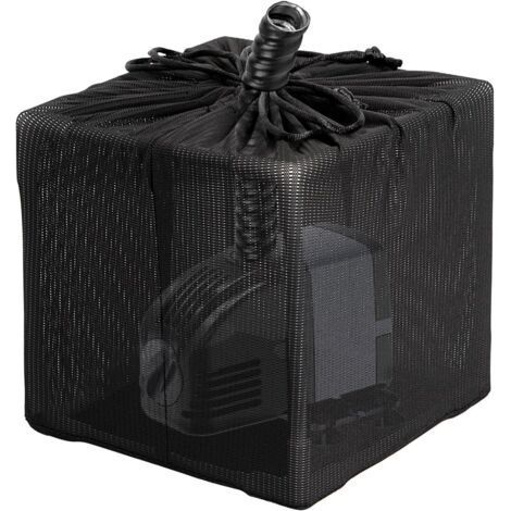 Boîte de filtration de bassin - Sac filtrant en maille - Sac en filet - Pour aquarium, jardin, étang - Noir - 26 cm (1/5)