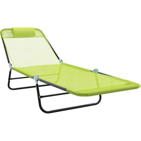 Chaise longue Transat Bain de soleil pliante Vert 182 x 55 x 85,5 cm Textilène (1/5)