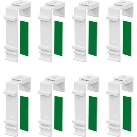 Lot de 8 Supports de Serrage Longs pour Store Double Klemmfix à Fixer et à Coller sans perçage comme Accessoire ou pièce de Rechange pour la Suspension à la fenêtre en PVC, Porte de Balcon (1/4)