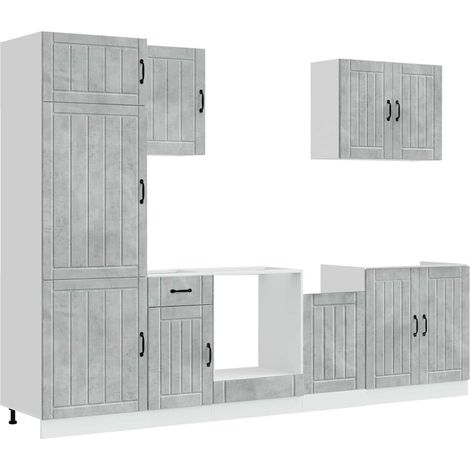 Maison Exclusive - 7dílná sada kuchyňských skříněk "Lucca" betonově šedá kompozit (1/5)