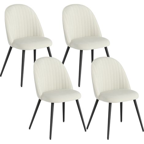 HOMCOM pack de 4 sillas de comedor modernas, sillas de cocina tapizada en terciopelo con respaldo bajo y patas de acero, para salón, crema (1/5)