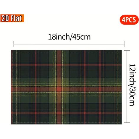 Sets de table de Noël Xiyin, décoration de restaurant à carreaux, fabricant de serviettes de table de Noël, nappes imprimées en polyester - 30 x 45 cm (lot de 4) - 19