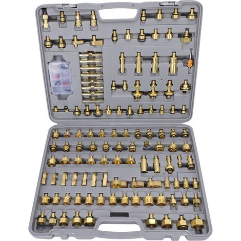 Kit de Test de fuite de climatisation automobile, 122 pièces, outils multifonctions de réparation de détection AC en laiton pour voiture et automobile