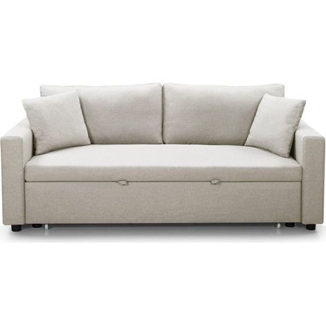 Canapé 3 Places Convertible "Zolan" 194cm Beige (1/3)