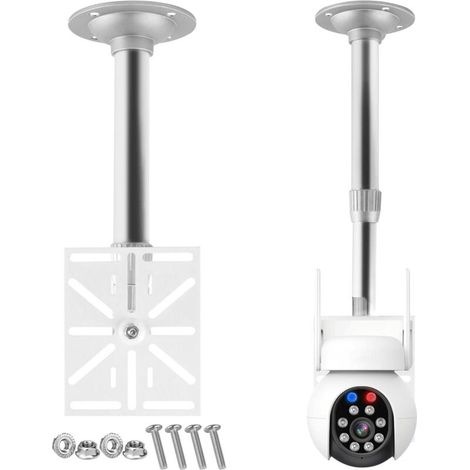 Blanc,Support Camera Exterieur Extensible Support d'angle Camera Exterieur Universel Support Caméra Extérieur en Métal pour Camera de Surveillance (1/5)