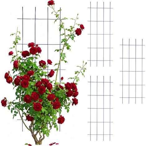 Relaxdays Rankgitter, 4er Set, HxB: 115 x 45 cm, Metall, Rankhilfe für Kletterpflanzen, Garten, Rosenrankhilfe, schwarz