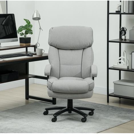 Sedia da ufficio alta, portata 200 kg, altezza regolabile, basculante, grigio chiaro DESVIAE (1/5)