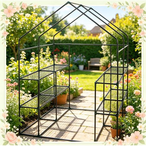 Serre de jardin 143x143x195 cm verte en polyéthylène et acier avec ouverture zippée (1/4)