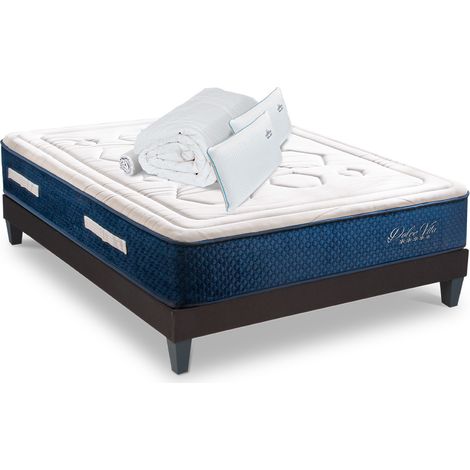 Ensemble Matelas Dolce Vita Ressorts ensachés Accueil mémoire + sommier gris + accessoires-140 x 190 (1/5)