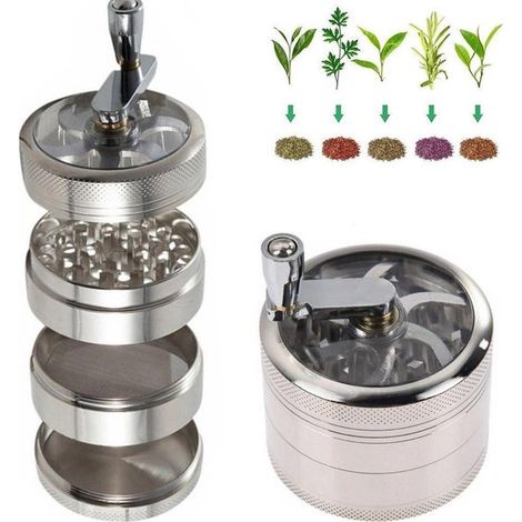 Macinino per erbe aromatiche con manico, meccanismo di macinazione, macina spezie, macinino da cucina, macina erbe aromatiche, macina pepe, macina sale, macinino per erbe essiccate, macinino portatile (1/5)