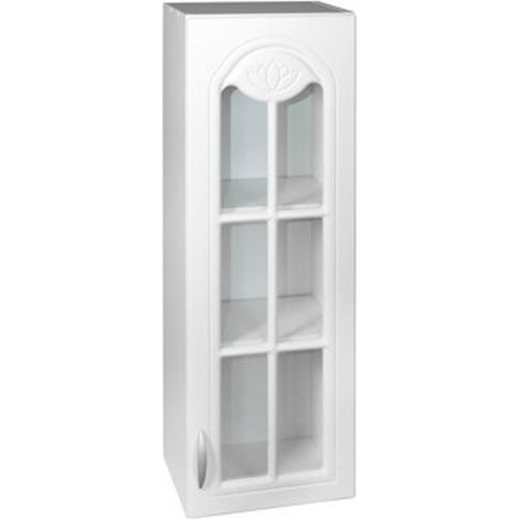 Tendencio – Meuble haut de cuisine 40 cm – 1 porte vitrine – 2 étagères – Mélaminé blanc – Pour espaces modernes