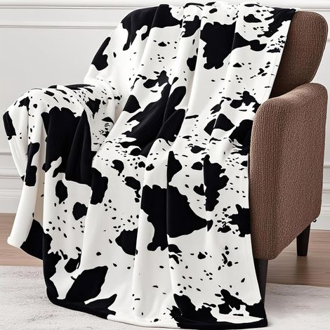 Couverture En Flanelle - Motif Vache - 127 x 152 cm - Pour Canapé Lit Voyage - Saison Tout - 1 Pièce (1/5)