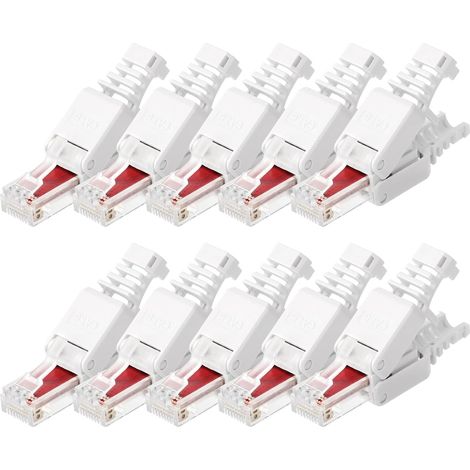 Connecteur étanche RJ45, 10pcs Connecteurs RéSeau sans Outil RJ45 CAT6, Connecteur de câble LAN Ethernet CAT6 Blindé, Femelle à femelleConnecteur RJ-45 Sans Outil, AWG24-26, 1 GBit/s (1/5)