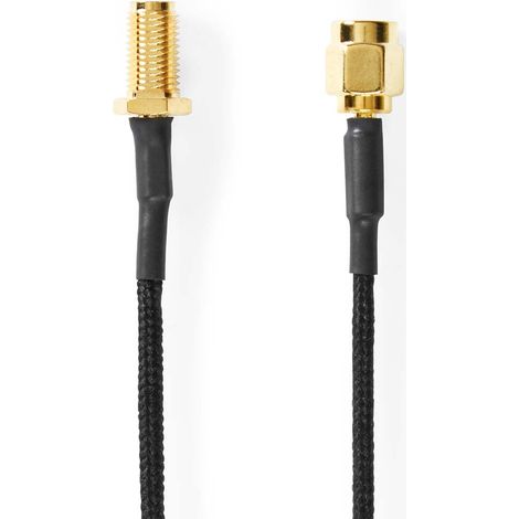Cavo Antenna  SMA femmina  SMA maschio  Placcato oro  50 Ohm  Schermato singolo  0.50 m  Tondo  Intrecciato  Nero  Label