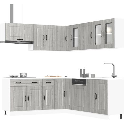 11-tlg. Küchenschrank-Set Kalmar Grau Sonoma Holzwerkstoff