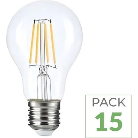 Pack de 15 - Ampoule LED E27 A60 3.8W Filament Classe Énergétique A 210lm/W - Blanc Chaud  - SILUMEN