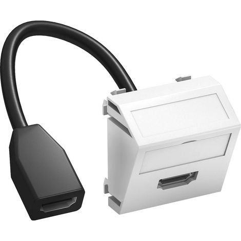 OBO Bettermann Soporte multimedia HDMI con cable, hembra-hembra 45x45mm Policarbonato blanco puro RAL 9010, 6104838