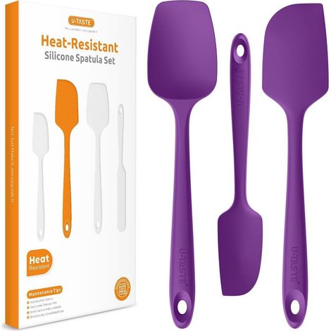Silikon Teigschaber Set 3er, Hitzebeständig bis 315℃, Flexibel & Nahtlos