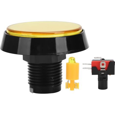 Bouton rond plat lumineux 60mm avec interrupteur 3 pieds pour grue de jeu - Jaune