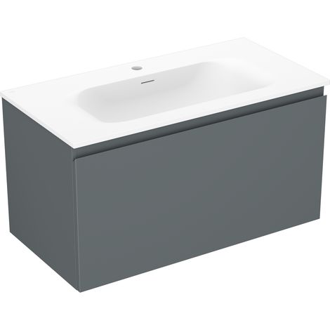 Mexen Orio Badezimmerschrank 90 cm mit Waschbecken Vela, 1 Schublade, Grafit matt/Weiß matt - 91A10-09047-1-BF66-W23M01 (1/5)