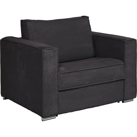 Poltrona letto a ribalta Posto letto 70 cm Materasso 14 cm in Velluto a coste Antracite - LORETO (1/4)