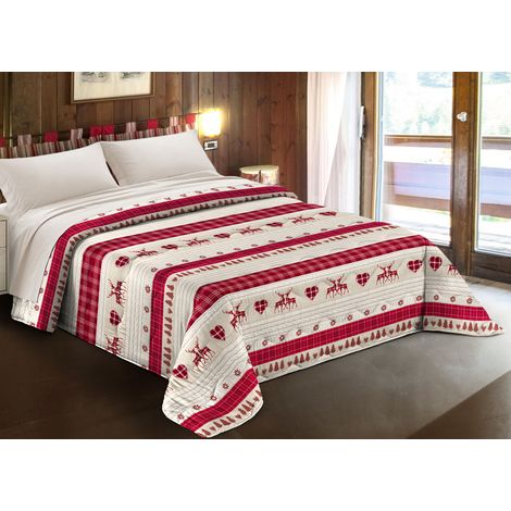 Trapunta Piumone Letto Invernale Imbottita 300gr Scaldanotti Sestriere, misura1 PiazzacoloreRosso (1/5)