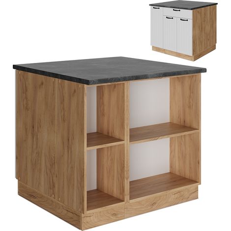 Îlot de cuisine Fame-Line, Blanc campagne, 90cm avec tiroir, sans PT, Vicco