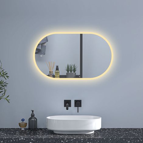 LED Badezimmer Spiegel mit Beleuchtung Badspiegel mit Beschlagfrei 3 Lichtfarbe Dimmbar Speicherfunktion CE IP44 60x100cm (1/5)